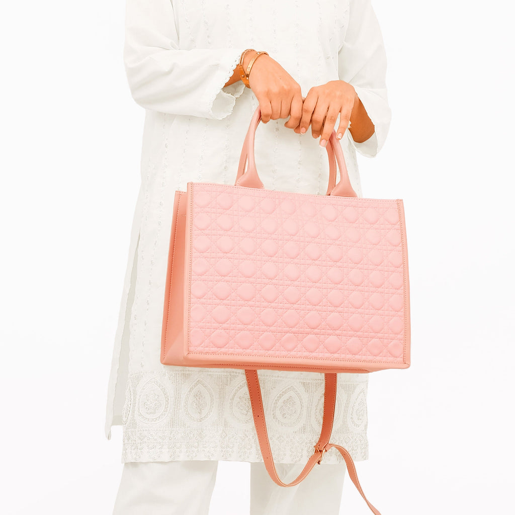 Peach box tote bag