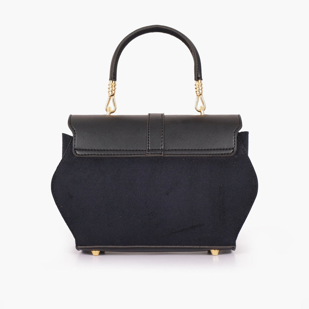Black suede chain strap handbag