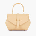 Cream curved top-handle chain handbag