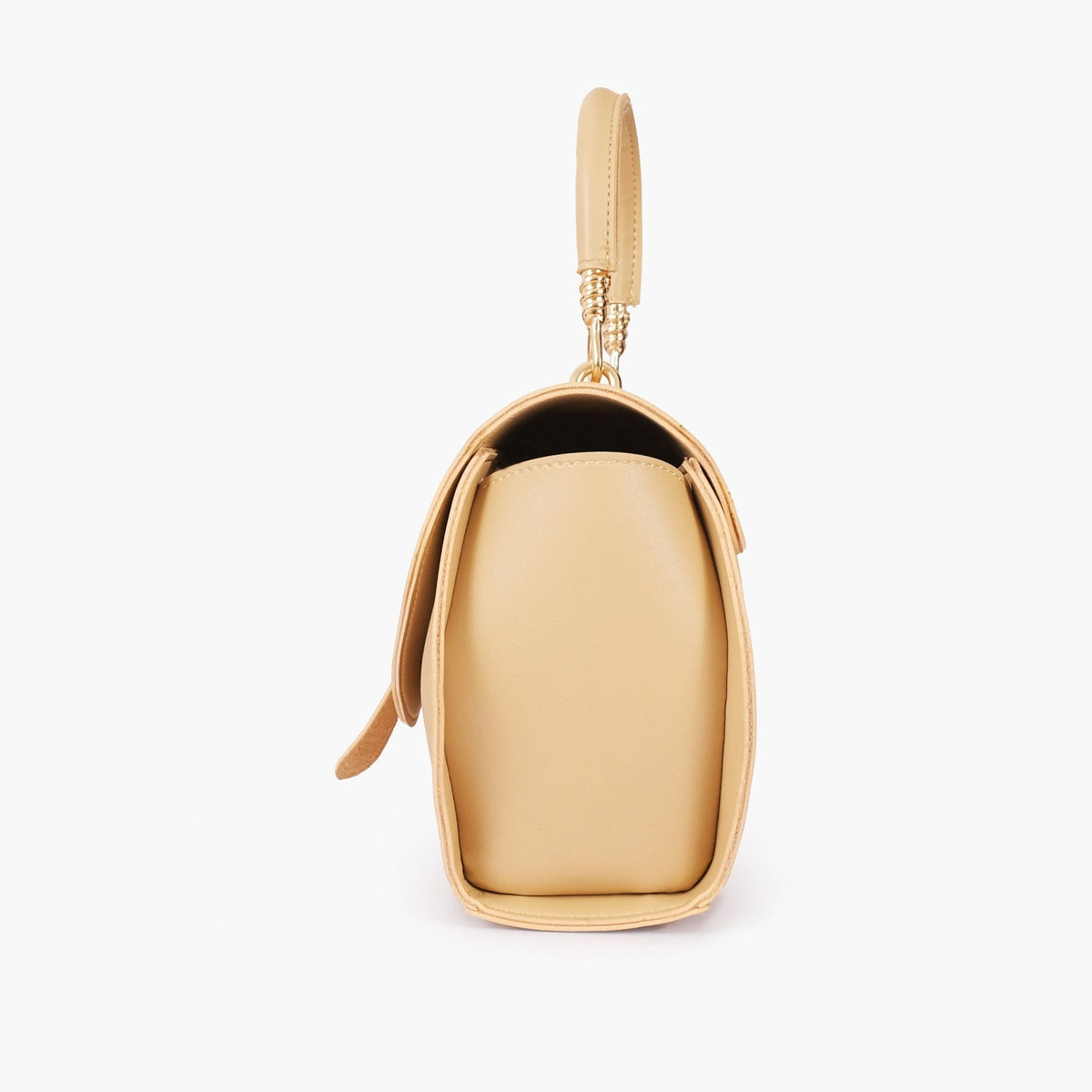 Cream curved top-handle chain handbag