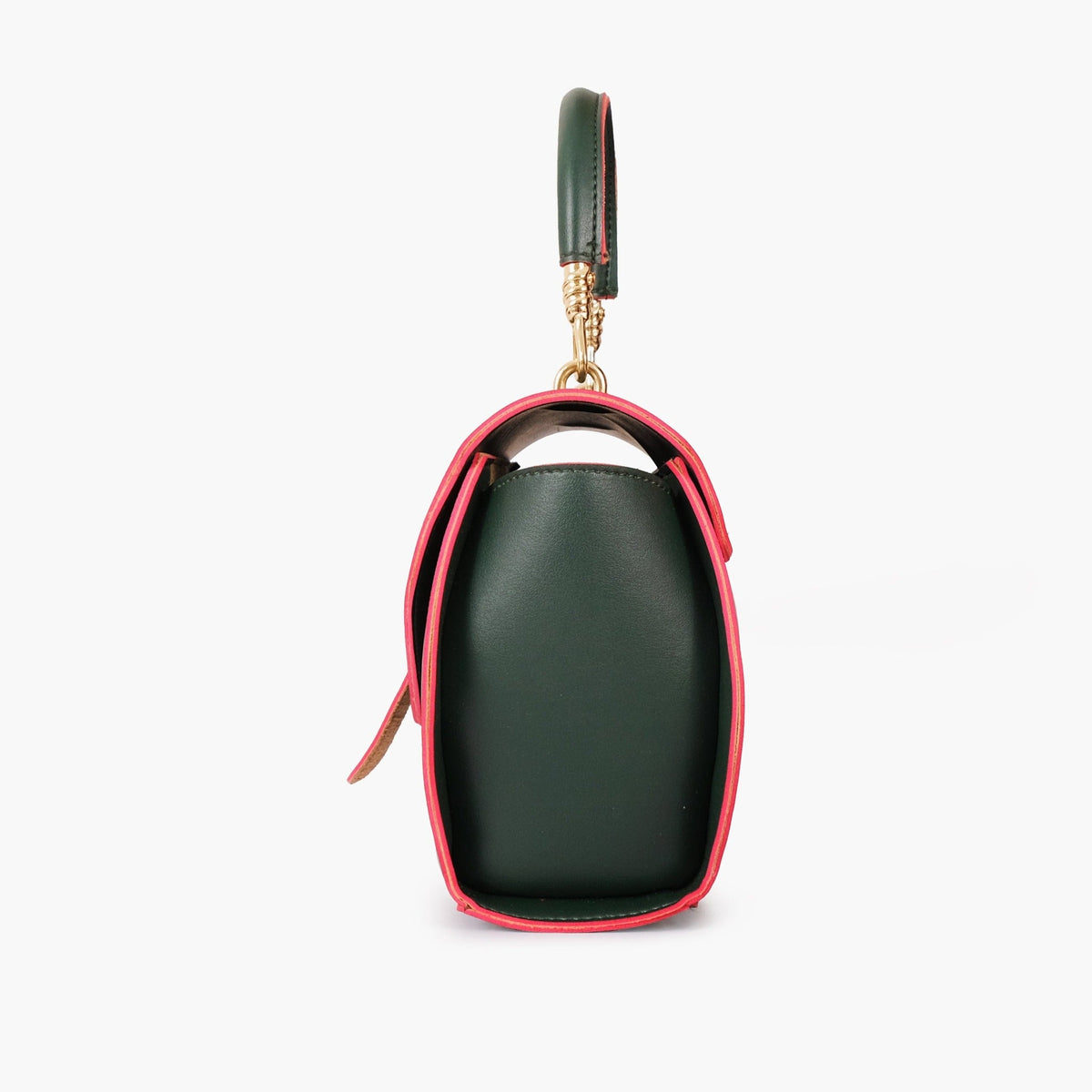 Green contrast-trim top-handle handbag